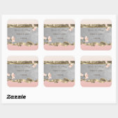 Elegante Chic Bloemige Bruiloft Vierkante Sticker (Vel)