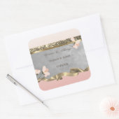 Elegante Chic Bloemige Bruiloft Vierkante Sticker (Envelop)