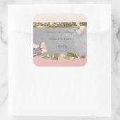 Elegante Chic Bloemige Bruiloft Vierkante Sticker (Tas)