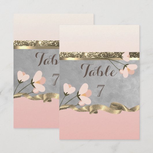 Elegante chic bloemkaart voor de tafel kaart (Voorkant / Achterkant)