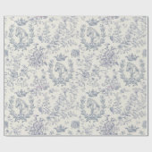 Elegante Chic Blue Beige Equestrian Floral Toile Cadeaupapier (Vlak)
