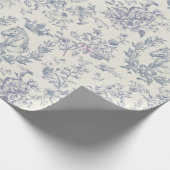 Elegante Chic Blue Beige Equestrian Floral Toile Cadeaupapier (Hoek)