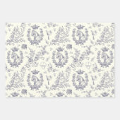 Elegante Chic Blue Equestrian Floral Toile Inpakpapier Vel (Voorkant 3)