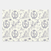 Elegante Chic Blue Equestrian Floral Toile Inpakpapier Vel (Voorkant 2)