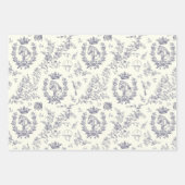 Elegante Chic Blue Equestrian Floral Toile Inpakpapier Vel (Voorkant)