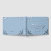 Elegante Chic Blue formele bruiloft Gastenboek (Volledig)