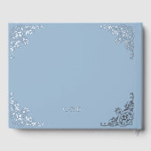 Elegante Chic Blue formele bruiloft Gastenboek (Achterkant)