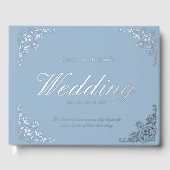 Elegante Chic Blue formele bruiloft Gastenboek (Voorkant)
