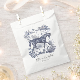 Elegante Chic Blue Horse Toile Wedding Bedankzakje