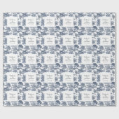 Elegante  Chic Blue Horse Toile Wedding Cadeaupapier (Vlak)