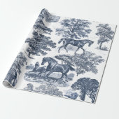Elegante  Chic Blue Horse Toile Wedding Cadeaupapier (Uitgerold)