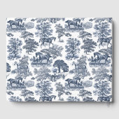 Elegante  Chic Blue Horse Toile Wedding Gastenboek (Achterkant)