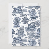 Elegante  Chic Blue Horse Toile Wedding Kaart (Achterkant)