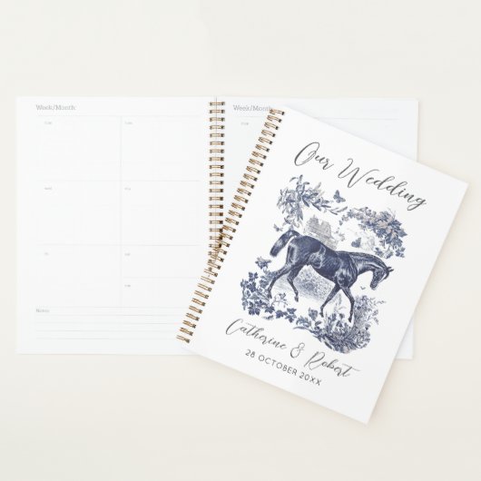 Elegante  Chic Blue Horse Toile Wedding Planner (Display)