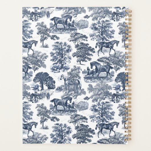 Elegante  Chic Blue Horse Toile Wedding Planner (Achterkant)