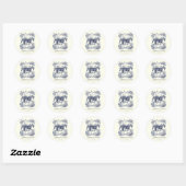 Elegante  Chic Blue Horse Toile Wedding Ronde Sticker (Vel)