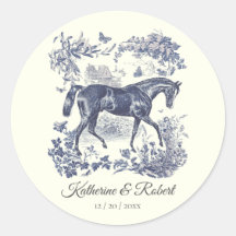 Elegante Chic Blue Horse Toile Wedding