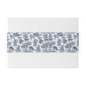 Elegante  Chic Blue Horse Toile Wedding Uitnodigingen Wikkel (Achterkant Voorbeeld)