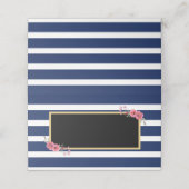 Elegante Chic Blue Stripes met Waterverf Flowers Plaatskaartje (Buitenkant ongevouwen)
