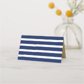 Elegante Chic Blue Stripes met Waterverf Flowers Plaatskaartje (Achterkant)