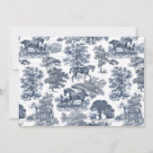 Elegante  Chic Blue Toile Horse RSVP-kaart Save The Date (Achterkant)