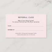 Elegante Chic Blush Pink Gold Glitter Hair Stylist Aanbevelingskaartje (Achterkant)