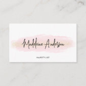 Elegante Chic Blush Pink Gold Glitter Hair Stylist Afsprakenkaartje (Voorkant)