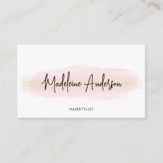 Elegante Chic Blush Pink Gold Glitter Hair Stylist Afsprakenkaartje (Voorkant)