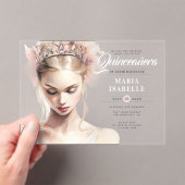 Elegante Chic Blush Pink Quinceanera verjaardagsfe Acryl Uitnodigingen (Insitu (Draagbaar))