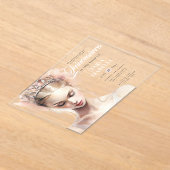 Elegante Chic Blush Pink Quinceanera verjaardagsfe Acryl Uitnodigingen (Laagn)