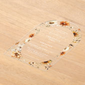 Elegante & Chic Boho Herfst Wilde Bloem Bruiloft Acryl Uitnodigingen (Laagn)