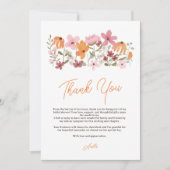 Elegante chic boho weide wilde bloemen bruids douc bedankkaart (Voorkant)