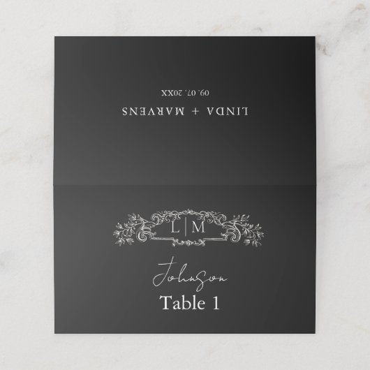 Elegante & Chic botanische kam bruiloft Plaatskaartje (Buitenkant ongevouwen)