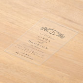 Elegante & Chic botanische kam monogram bruiloft Acryl Uitnodigingen (Laagn)