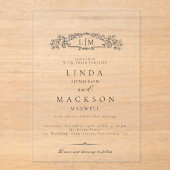 Elegante & Chic botanische kam monogram bruiloft Acryl Uitnodigingen (Voorkant)