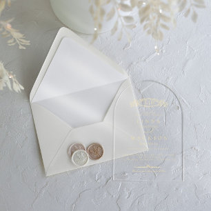 Elegante & Chic botanische kam monogram bruiloft Acryl Uitnodigingen