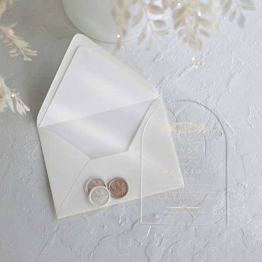 Elegante & Chic botanische kam monogram bruiloft Acryl Uitnodigingen