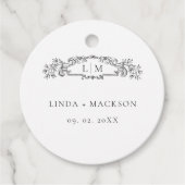 Elegante & Chic botanische kam monogram bruiloft Bedankjes Labels (Voorkant)