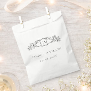Elegante & Chic botanische kam monogram bruiloft Bedankzakje