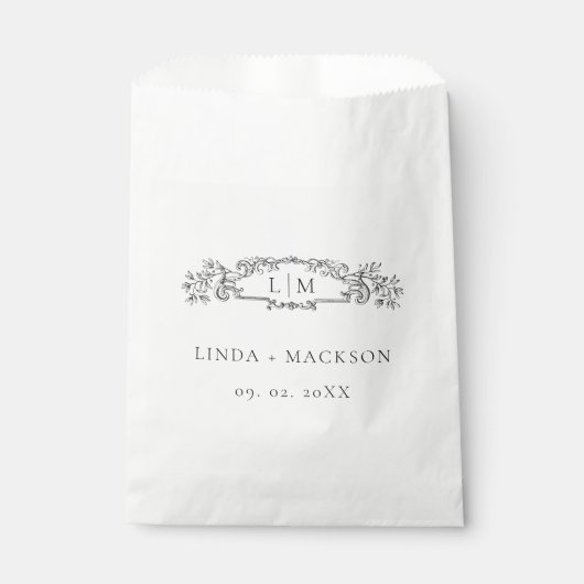 Elegante & Chic botanische kam monogram bruiloft Bedankzakje (Voorkant)