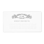 Elegante & Chic botanische kam monogram bruiloft Etiket (Voorkant)