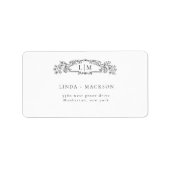 Elegante & Chic botanische kam monogram bruiloft Etiket (Voorkant)