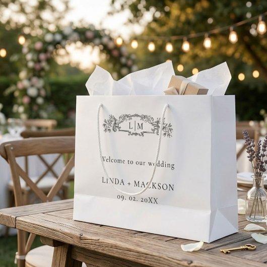 Elegante & Chic botanische kam monogram bruiloft Groot Cadeauzakje