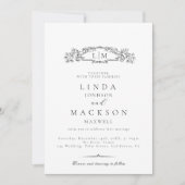 Elegante & Chic botanische kam monogram bruiloft Kaart (Voorkant)