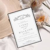 Elegante & Chic botanische kam monogram bruiloft Kaart