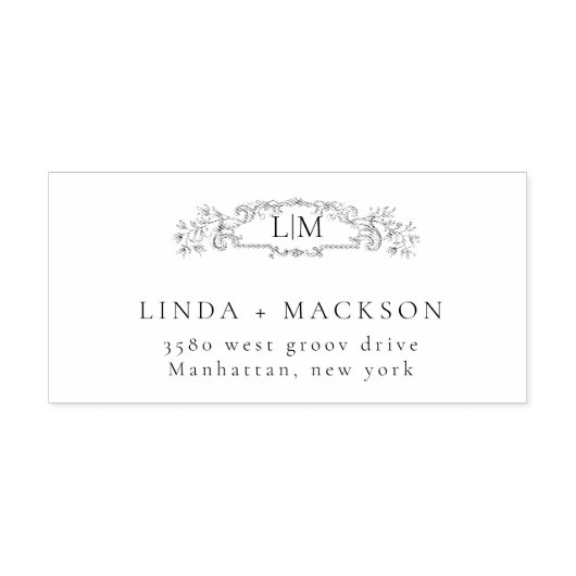 Elegante & Chic botanische kam monogram bruiloft Rubberstempel (Afrduk)