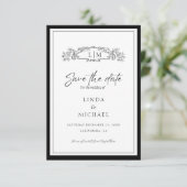 Elegante & Chic botanische kam monogram bruiloft S Save The Date (Staand voorkant)