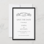 Elegante & Chic botanische kam monogram bruiloft Save The Date (Voorkant)