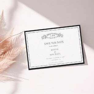 Elegante & Chic botanische kam monogram bruiloft Save The Date