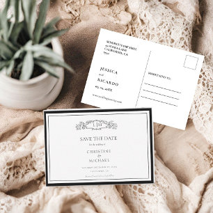 Elegante & Chic botanische kam monogram bruiloft Save The Date